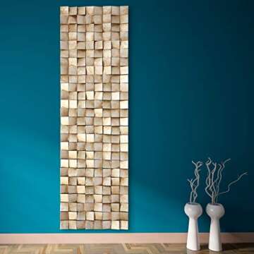 Empire Art Direct Textured II Rugged Blocks with Gold Leaf, 3D Wood Wall Art, Ready to Hang, 72" x 22", Living Room,Bedroom