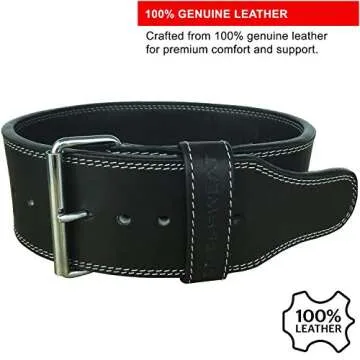 Steel Sweat Powerlifting Belt for Weight Lifting - 4" Wide by 10mm Thick - Single Prong Heavy Duty Adjustable Weightlifting Belt, High Grade Leather - BOLT Black Large