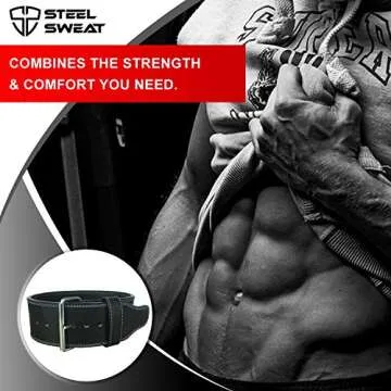 Steel Sweat Powerlifting Belt for Weight Lifting - 4" Wide by 10mm Thick - Single Prong Heavy Duty Adjustable Weightlifting Belt, High Grade Leather - BOLT Black Large