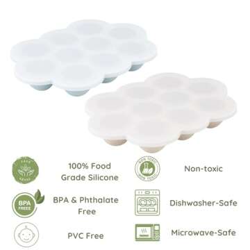 PandaEar 2 Pack Baby Food Freezer Tray with Lids for Homemade Baby Food