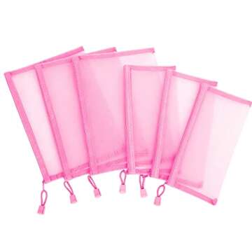 Sinzip 12 Pieces Zipper Nylon Mesh Pouch, Mesh Cosmetic Bags Makeup Bags Pencil Case, Multipurpose T...