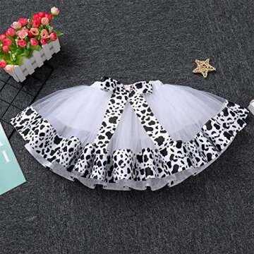 IBTOM CASTLE Kids Cake Smash Outfit Baby Girls 1st Birthday Cows Farm Theme Princess Romper+Tutu Skirt+Headband 3PCS Clothes Set Fancy Dress Up Halloween Cosplay Costume Cows 1T