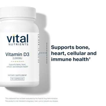 Vital Nutrients Vitamin D 2000 IU | Vitamin D3 Supplement | Healthy Bones, Teeth, Muscles*| Cellular & Immune Function | Calcium Absorption | Gluten, Dairy and Soy Free | 90 Capsules