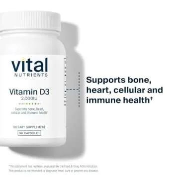 Vital Nutrients Vitamin D 2000 IU | Vitamin D3 Supplement | Healthy Bones, Teeth, Muscles*| Cellular & Immune Function | Calcium Absorption | Gluten, Dairy and Soy Free | 90 Capsules