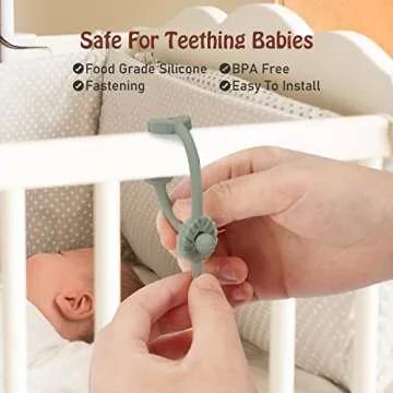 Toy Straps for Baby, Silicone Pacifier Clips Adjustable Stretchable Sippy Cup Straps for Strollers, High Chair, Cribs, Hanging Baskets, Shopping Trolley, Car Seat, Bags (Ether+Sage+Apricot+Muted)