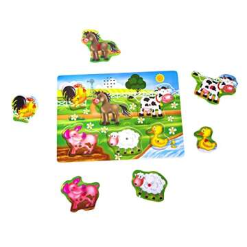 Farm Animals Sound Puzzle, Wooden Peg Puzzles with Sound for Toddlers and Preschoolers Ages 2yrs+, K...