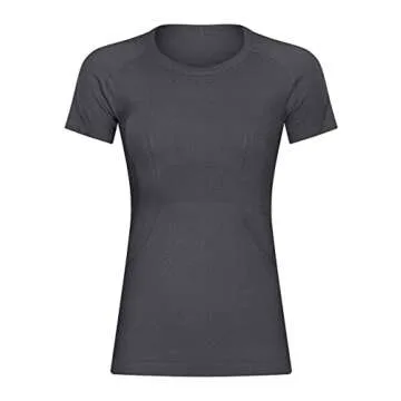 LUYAA Women's Fitted Short Sleeves Workout Activewear Yoga Gym Sports Shirts Running Stretch Gym Ath...