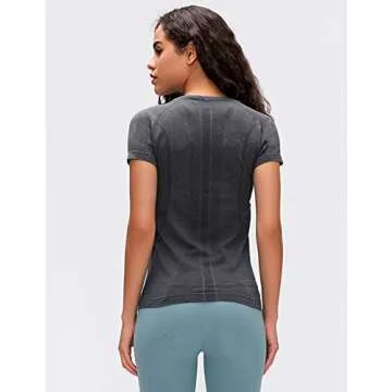 LUYAA Women's Fitted Short Sleeves Workout Activewear Yoga Gym Sports Shirts Running Stretch Gym Athletic Top Slim Fit