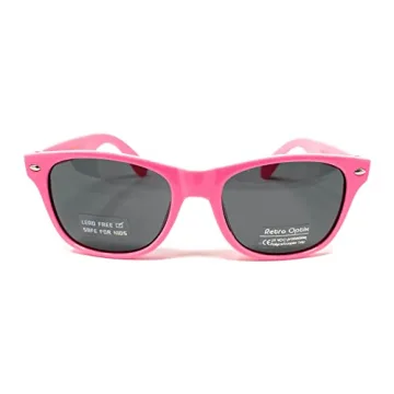 Retro Kids Sunglasses - 80's Style in Pink & Smoke