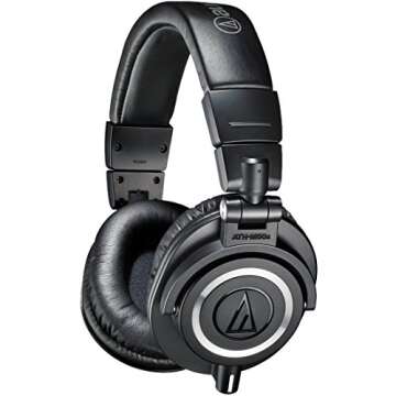 audio-technica ATH-M50x Professional Studio Monitor Headphones (Renewed)