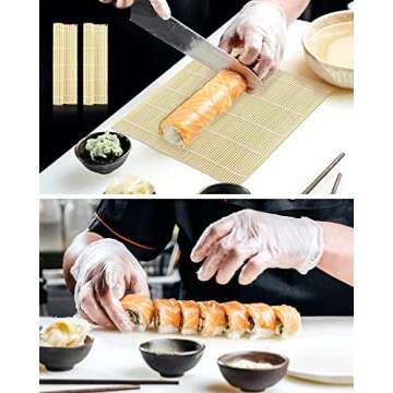 JIALEEY Bamboo Sushi Rolling Mat, 9.5x9.5 Inch, 6 PCS Set