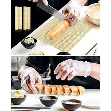 JIALEEY Bamboo Sushi Rolling Mat, 9.5x9.5 Inch, 6 PCS Set