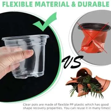 LOCONHA Small Plastic Plant Nursery Pot/Pots (36 Packs 5/4/3.5 Inch Plant Pot and 40 Plant Labels) Seedlings Flower Plant Container (Transparent) Seed Starting Pots Indoor Outdoor