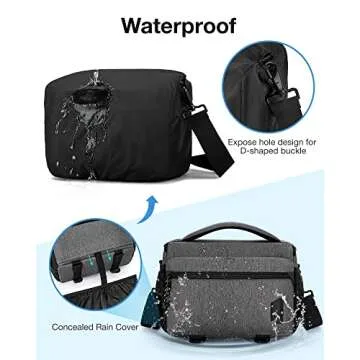 BAGSMART Small Camera Bag for Photographers, Compact Camera Shoulder Bags for DSLR/SLR/Mirrorless Cameras, Waterproof Crossbody Camera Case with Tripod Holder, Grey