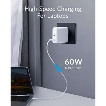 USB C, Anker, GaN & PIQ 3.0 2-Port Type-C Charger with Intelligent Power Allocation, PowerPort III 2-Port 60W, US/UK/EU Plug for Travel, for MacBook, iPad Pro, iPhone, Galaxy and More