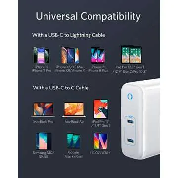 USB C, Anker, GaN & PIQ 3.0 2-Port Type-C Charger with Intelligent Power Allocation, PowerPort III 2-Port 60W, US/UK/EU Plug for Travel, for MacBook, iPad Pro, iPhone, Galaxy and More