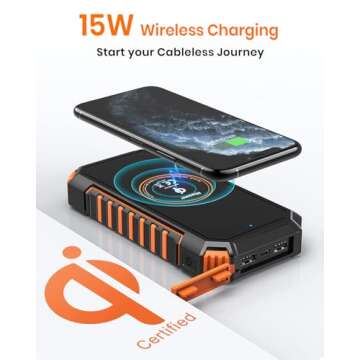 Riapow Solar Charger Power Bank 26800mAh Wireless Portable Charger with USB C – PD QC 3.0 Fast Charging Solar Phone Charger, Solar Battery Pack with Flashlight for Phone Tablet, Camping, Outdoors