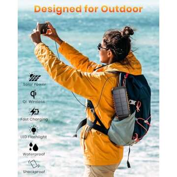 Riapow Solar Charger Power Bank 26800mAh Wireless Portable Charger with USB C – PD QC 3.0 Fast Charging Solar Phone Charger, Solar Battery Pack with Flashlight for Phone Tablet, Camping, Outdoors