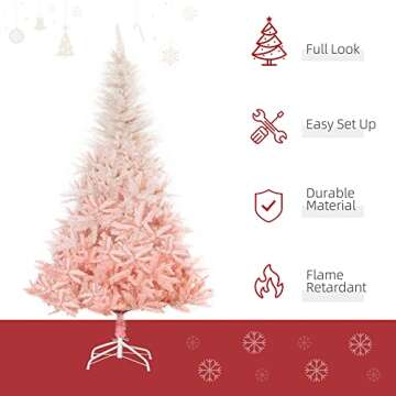 HOMCOM 6ft Pink Unlit Artificial Christmas Tree
