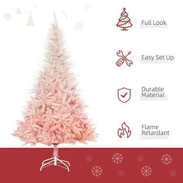 HOMCOM 6ft Pink Unlit Artificial Christmas Tree