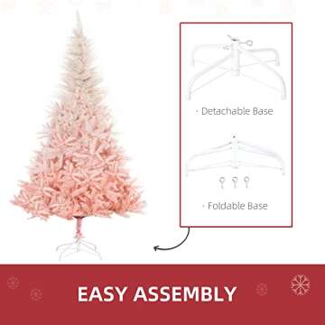 HOMCOM 6ft Pink Unlit Artificial Christmas Tree