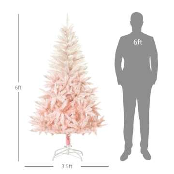 HOMCOM 6ft Pink Unlit Artificial Christmas Tree
