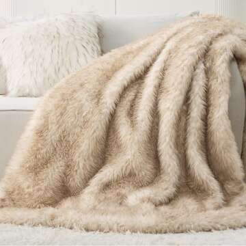Bedsure Faux Fur Blanket - Soft & Fluffy, Fuzzy, Cozy, Plush Throw Blanket for Couch, Sofa and Bed, ...