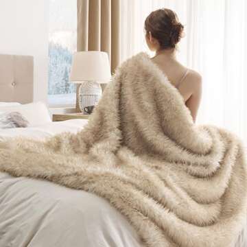 Bedsure Faux Fur Blanket - Soft & Fluffy, Fuzzy, Cozy, Plush Throw Blanket for Couch, Sofa and Bed, Thick and Warm, Christmas Decor Gifts for Women, Brown, 50x70 inches