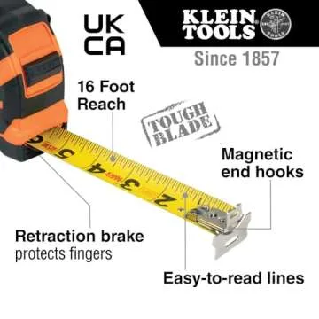 Klein Tools 9216 Tape Measure - Heavy-Duty with Double-Sided Nylon Blade
