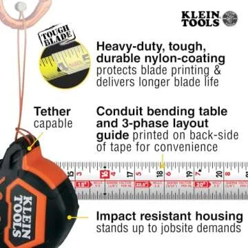 Klein Tools 9216 Tape Measure Heavy-Duty 16-Foot Grip