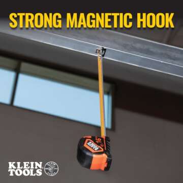Klein Tools 9216 Tape Measure, Heavy-Duty Measuring Tape with 16-Foot Double-Hook Double-Sided Nylon Reinforced Blade, with Metal Belt Clip