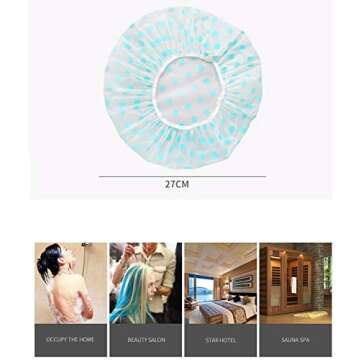 TCOTBE 6 Pieces Waterproof EVA Plastic Shower Cap,Elastic Reusable Bathing Cap,Beauty Salon Spa Lace...