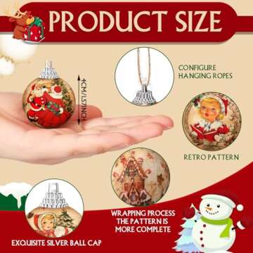 Outus 16 Pcs Christmas Tree Ornaments Ball Vintage Christmas Decorations for Tree Vintage Style Sant...
