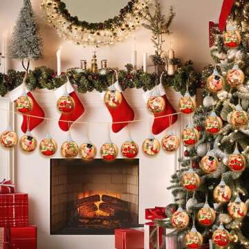 Outus 16 Pcs Christmas Tree Ornaments Ball Vintage Christmas Decorations for Tree Vintage Style Santa Claus Snowman Hanging Ornaments Farmhouse Home Fireplace Decoration Holiday Party Favors