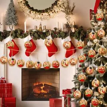 Outus 16 Pcs Christmas Tree Ornaments Ball Vintage Christmas Decorations for Tree Vintage Style Santa Claus Snowman Hanging Ornaments Farmhouse Home Fireplace Decoration Holiday Party Favors