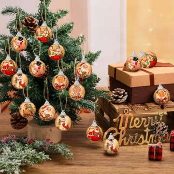 Outus 16 Pcs Christmas Tree Ornaments Ball Vintage Christmas Decorations for Tree Vintage Style Santa Claus Snowman Hanging Ornaments Farmhouse Home Fireplace Decoration Holiday Party Favors