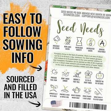 Seed Needs Spooky Blend Pumpkin Seeds - 30 Heirloom Seeds for Planting (Lumina White, Jack O Lantern...