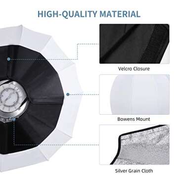 FOSITAN Portable Lantern Softbox Light Modifier 25inch/65CM Bowens Mount Compatibly for Aputure 120D II 300D II Godox SL-150W II FV150 and Other Bowens Mount Light for Film-Making and Video Shooting