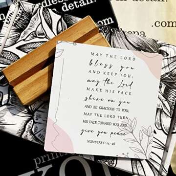 Country May the Lord Bless You and Keep You Bible Verses Wooden Plaque Sign Desk Decor Rustic Motivational Numbers 6:24-26 Christian Desk Sign Decor for Home Office 4 x 4 Inches