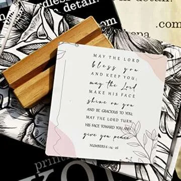 Country May the Lord Bless You and Keep You Bible Verses Wooden Plaque Sign Desk Decor Rustic Motivational Numbers 6:24-26 Christian Desk Sign Decor for Home Office 4 x 4 Inches