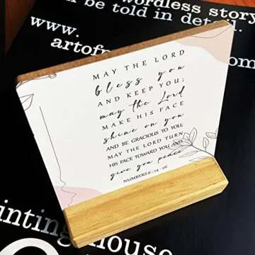 Country May the Lord Bless You and Keep You Bible Verses Wooden Plaque Sign Desk Decor Rustic Motivational Numbers 6:24-26 Christian Desk Sign Decor for Home Office 4 x 4 Inches