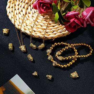 20 Pieces Rhinestone Leopard Tiger Dragon Head Beads Cubic Zirconia Animals Shape Beads 5 Styles Large Hole Spacer Beads Charms for DIY Necklace Bracelets Jewelry Making (Gold, White Zircon)