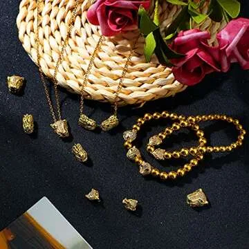 20 Pieces Rhinestone Leopard Tiger Dragon Head Beads Cubic Zirconia Animals Shape Beads 5 Styles Large Hole Spacer Beads Charms for DIY Necklace Bracelets Jewelry Making (Gold, White Zircon)