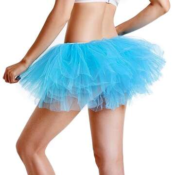 Phantomon Tutu Skirt Women's Teens Classic Elastic 5 Layered Tulle Ballet Skirt, 1950s Vintage Style...
