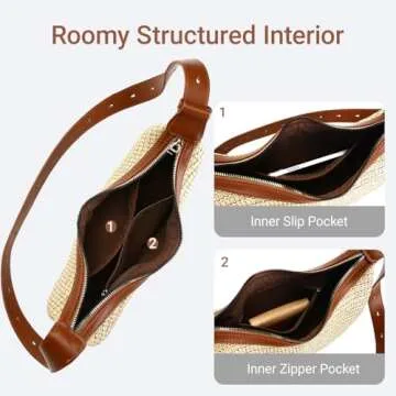 Herald Straw Crossbody Bag for Women Beach Woven Hobo Handbag Summer Chic Crescent Shoulder Purses with Adjustable Strap (Brown)