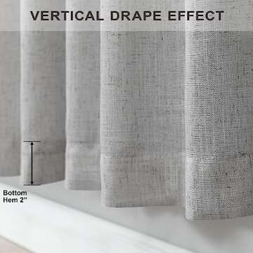 Long Grey Curtains 108 Inches for Living Room Set of 2 Panels Rod Pocket Back Tab Drapes Light Filtering Thick Sheer Linen Semi Privacy Dove Gray Curtains for Mens Office Bedroom Patio Door 9 FT Tall