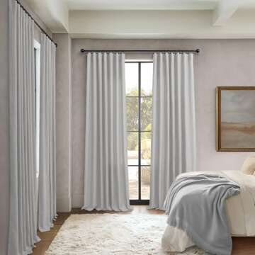 Long Grey Curtains 108 Inches for Living Room Set of 2 Panels Rod Pocket Back Tab Drapes Light Filtering Thick Sheer Linen Semi Privacy Dove Gray Curtains for Mens Office Bedroom Patio Door 9 FT Tall