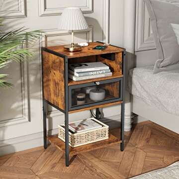 SOOWERY Dresser for Bedroom with Charging Station, Wood Dresser with 3 Tiers Storage Space and Door,...