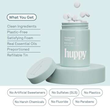 HUPPY Toothpaste Tablets for Natural Whitening and Travel