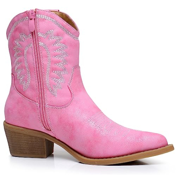 GLOBALWIN Stylish Pink Cowboy Boots for Women